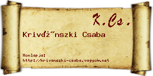 Krivánszki Csaba névjegykártya