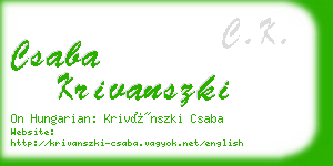 csaba krivanszki business card